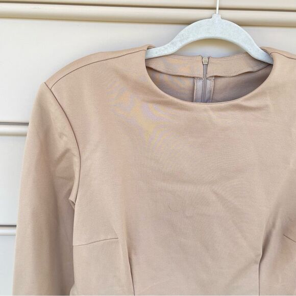 NWT Halara Round Neck Rayon Blend Long Sleeve Invisible Zipper Split Hem Dress - Picture 3 of 8